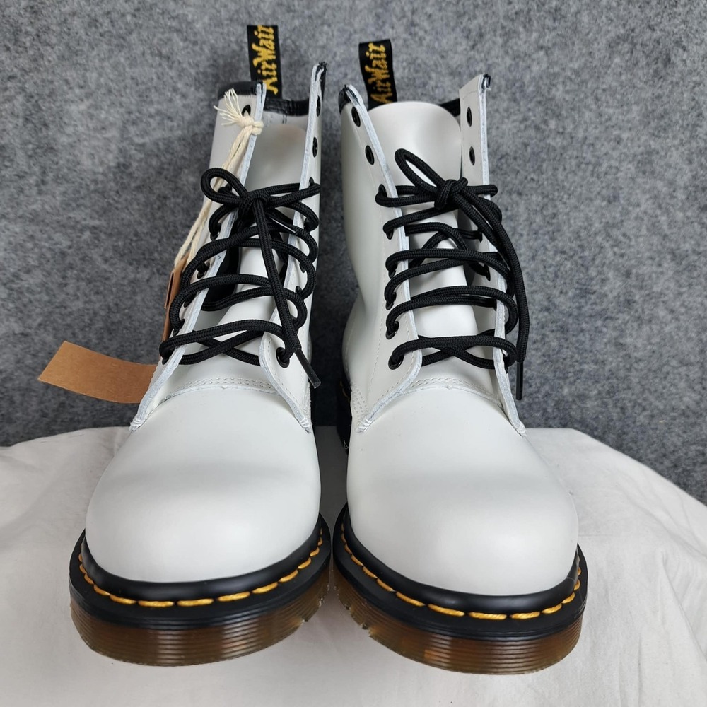 Doc Martens Air Wair 11821 Womens White Leather Combat Boots Eyelet US Size 10 - Picture 6 of 8